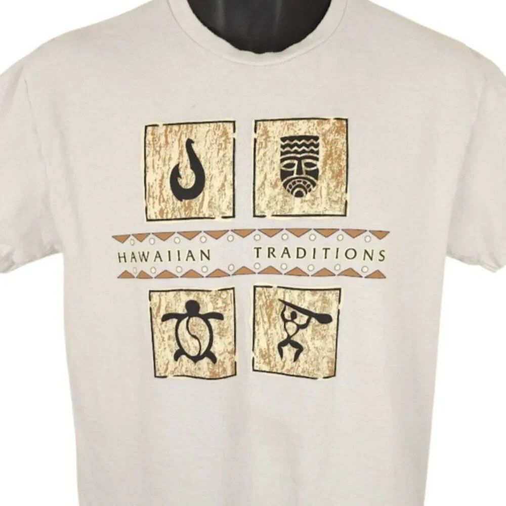 Hawaiian Traditions T Shirt Mens Size Medium White Sea Turtle Travel Destination